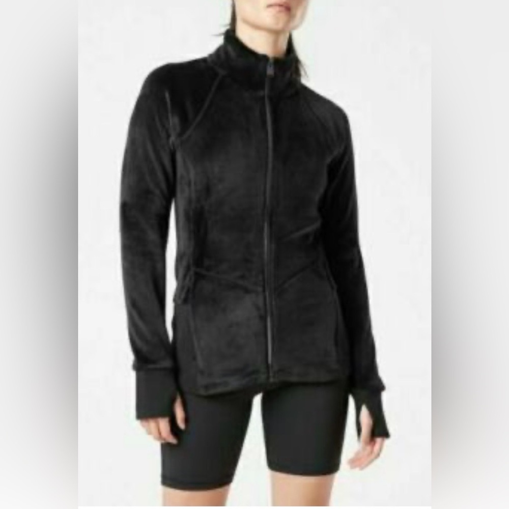 Athleta Cloud Fleece Jacket Women Size S Full Zip Cozy Plush Brown